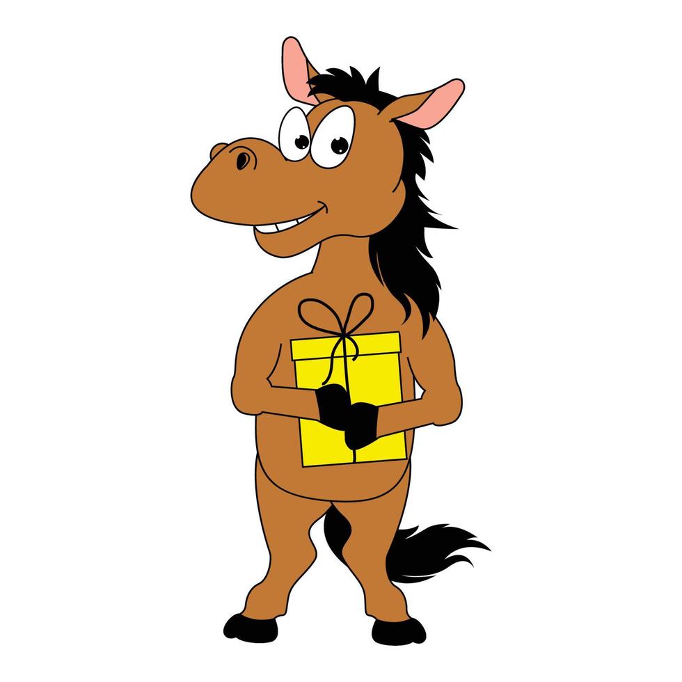 schattig paard dier tekenfilm illustratie vector