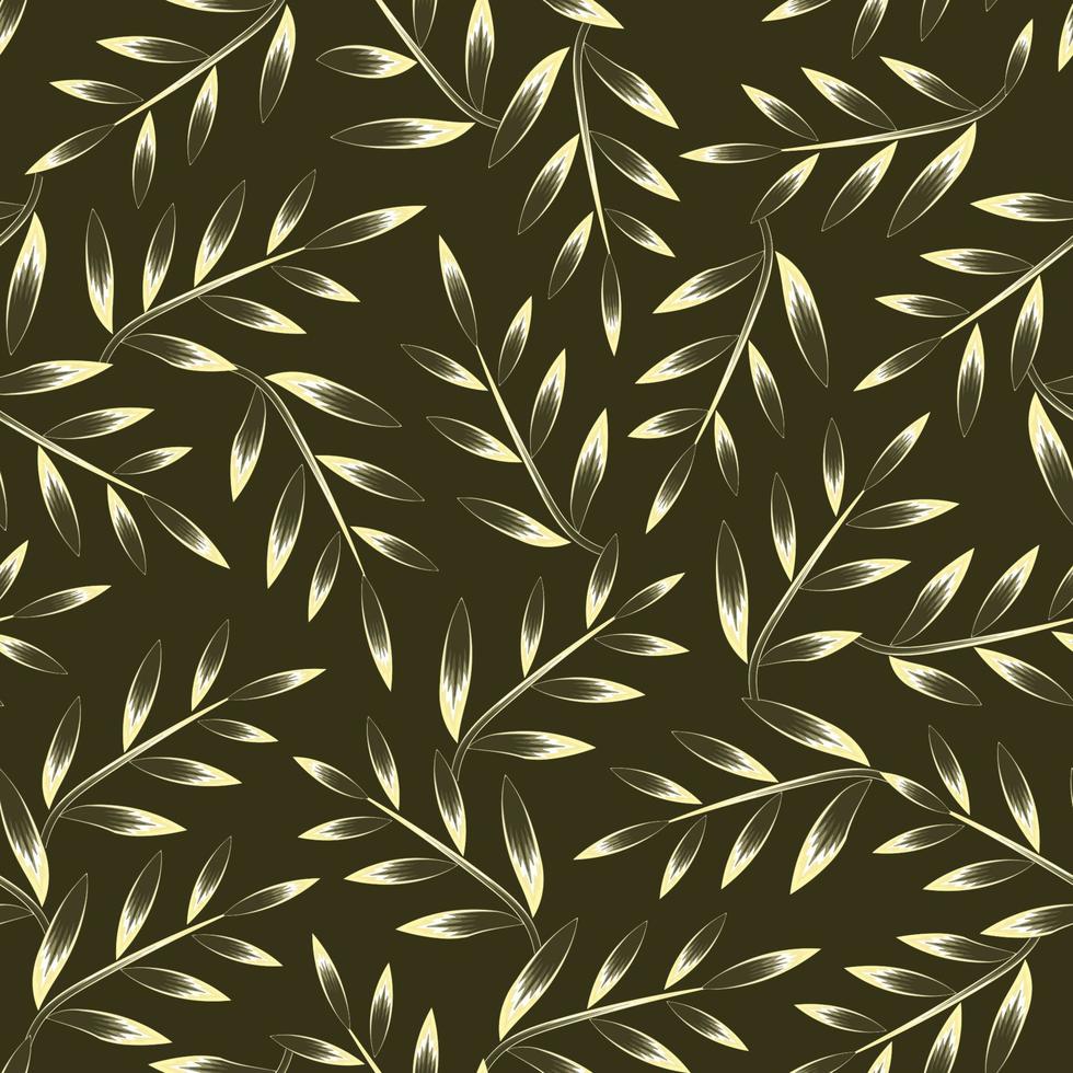 schijnend bladeren planten Aan donker achtergrond met tropisch gebladerte naadloos patroon. vector ontwerp. modieus sjabloon textuur. helder tropisch naadloos patroon. wijnoogst keerkring bladeren patroon ontwerp