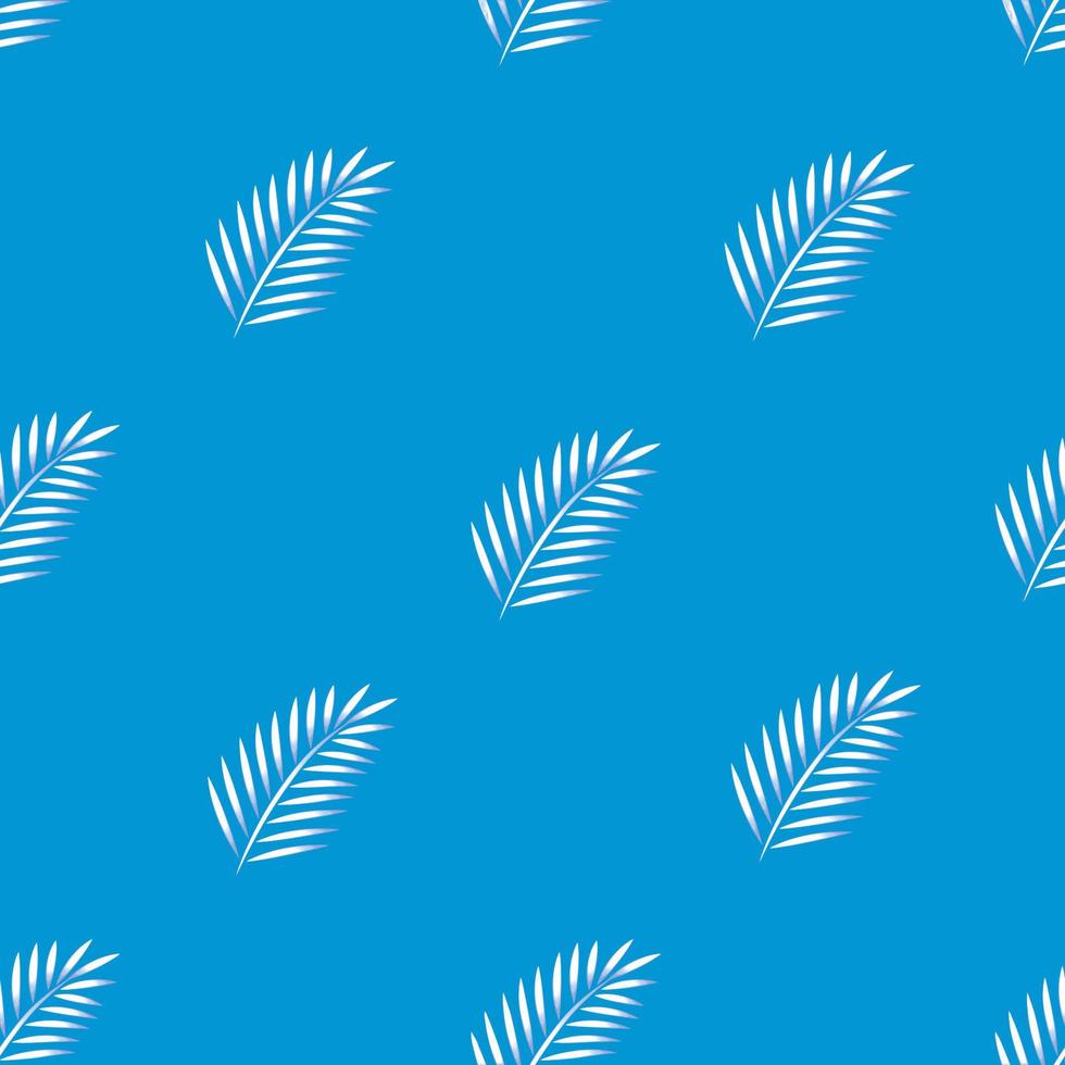 naadloos achtergrond met tropisch palm bladeren Aan pastel blauw achtergrond. gemakkelijk natuur achtergrond. naadloos patroon met hand- getrokken planten. mode ontwerp textiel. tropisch patroon. natuur behang vector