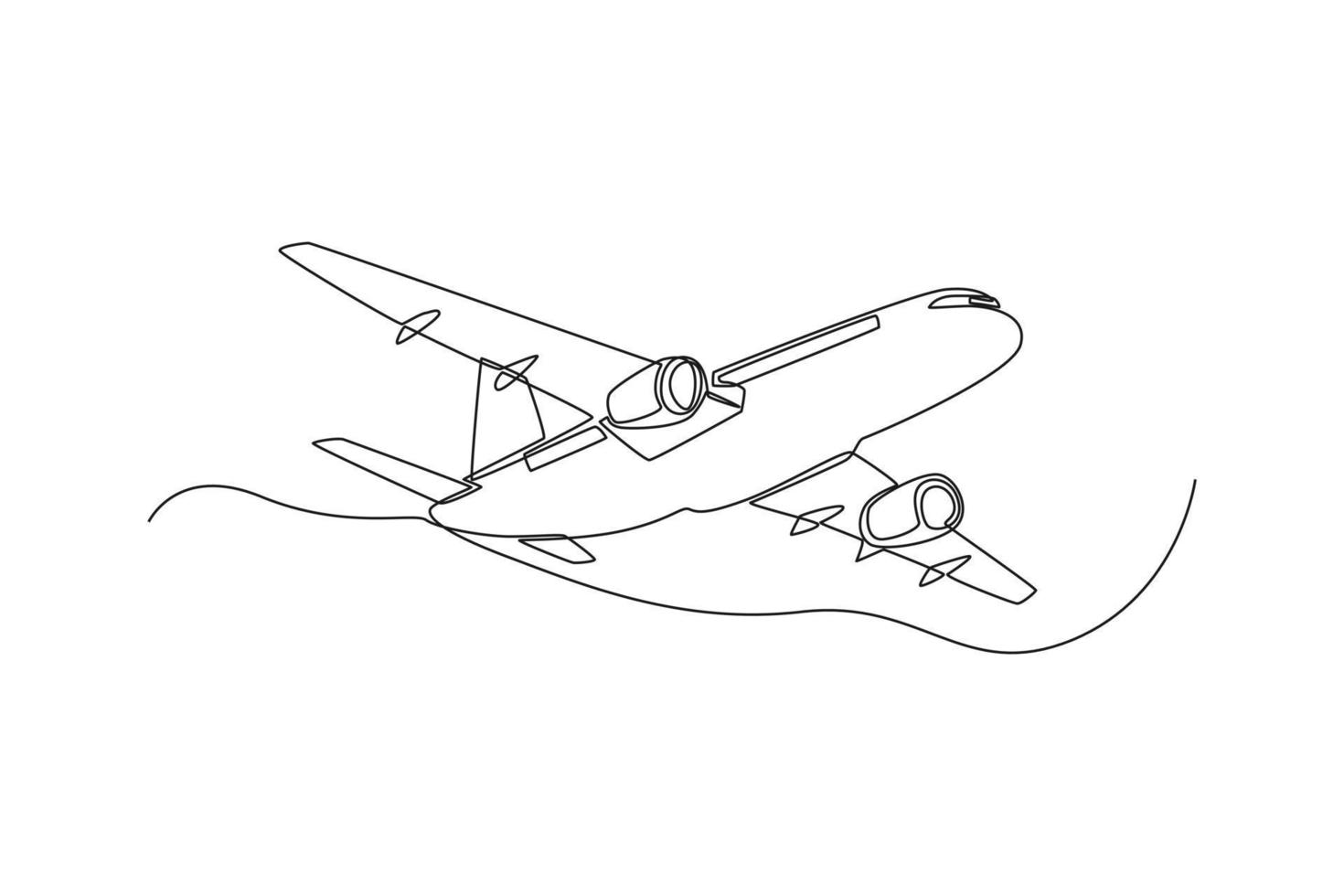 single een lijn tekening vliegtuig. voertuig concept. doorlopend lijn trek ontwerp grafisch vector illustratie.