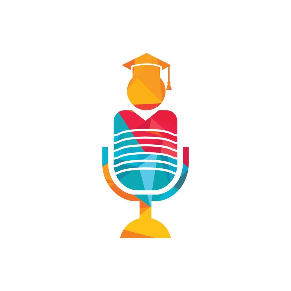 leerling podcast vector logo icoon symbool ontwerp. onderwijs podcast logo concept.