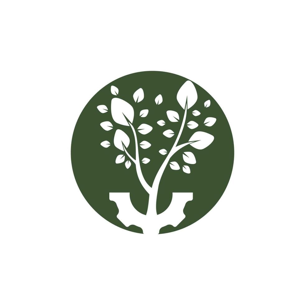 uitrusting boom vector logo ontwerp sjabloon. modern natuur technologie logo. groen eco tech en industrie logo concept.
