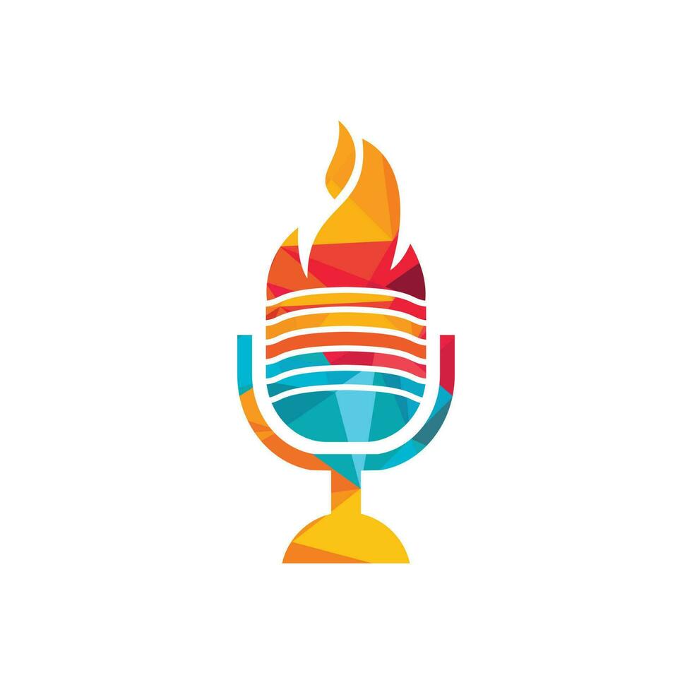 brand podcast logo ontwerp sjabloon. vlam brand podcast mic logo vector icoon illustratie.