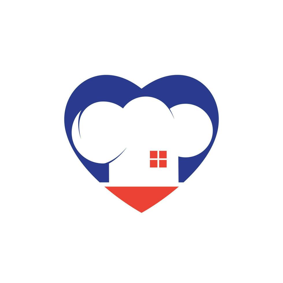 huis chef vector logo ontwerp sjabloon. creatief combinatie van een huis en een chef-kok hoed met hart vorm geven aan.