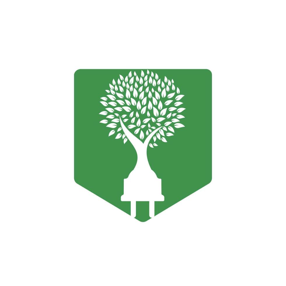 groen energie elektriciteit logo concept. elektrisch plug icoon met boom. vector