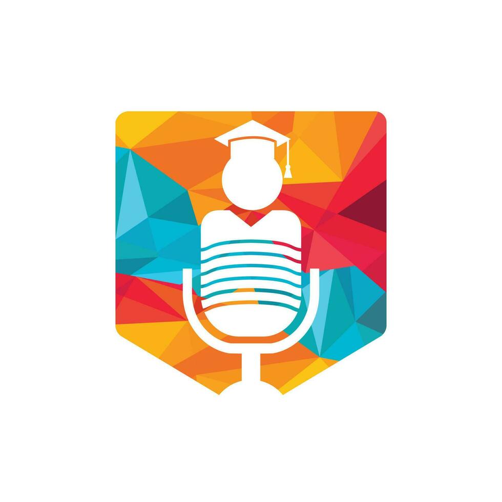 leerling podcast vector logo icoon symbool ontwerp. onderwijs podcast logo concept.