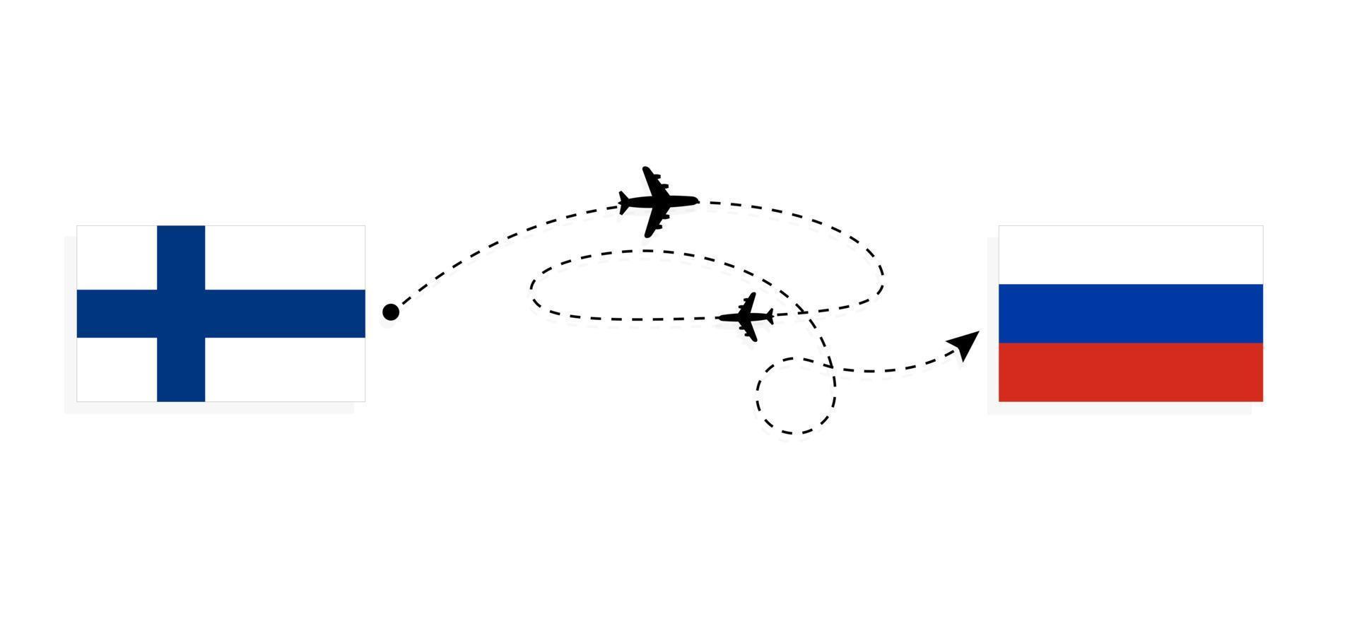 vlucht en reizen van Finland naar Rusland door passagier vliegtuig reizen concept vector