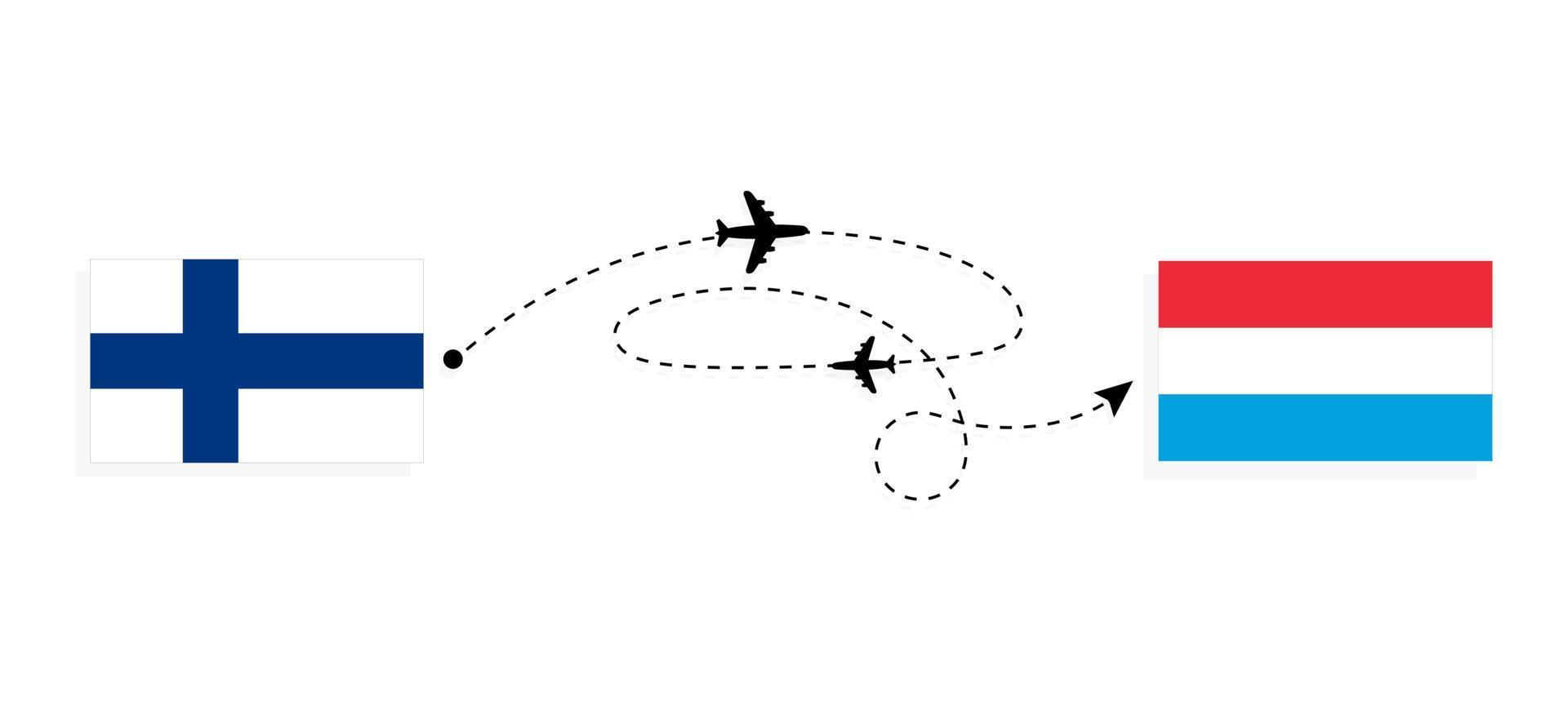 vlucht en reizen van Finland naar Luxemburg door passagier vliegtuig reizen concept vector