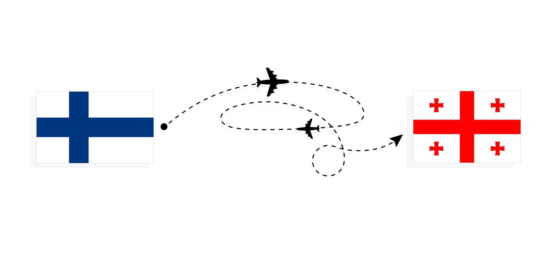 vlucht en reizen van Finland naar Georgië door passagier vliegtuig reizen concept vector