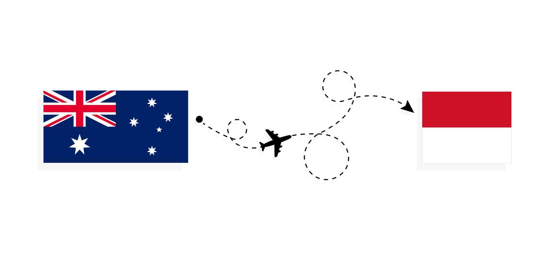 vlucht en reizen van Australië naar Monaco door passagier vliegtuig reizen concept vector