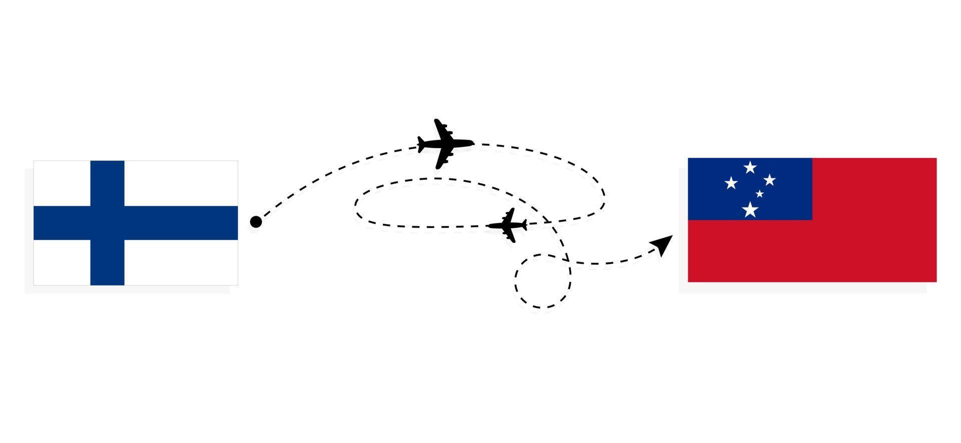 vlucht en reizen van Finland naar Samoa door passagier vliegtuig reizen concept vector