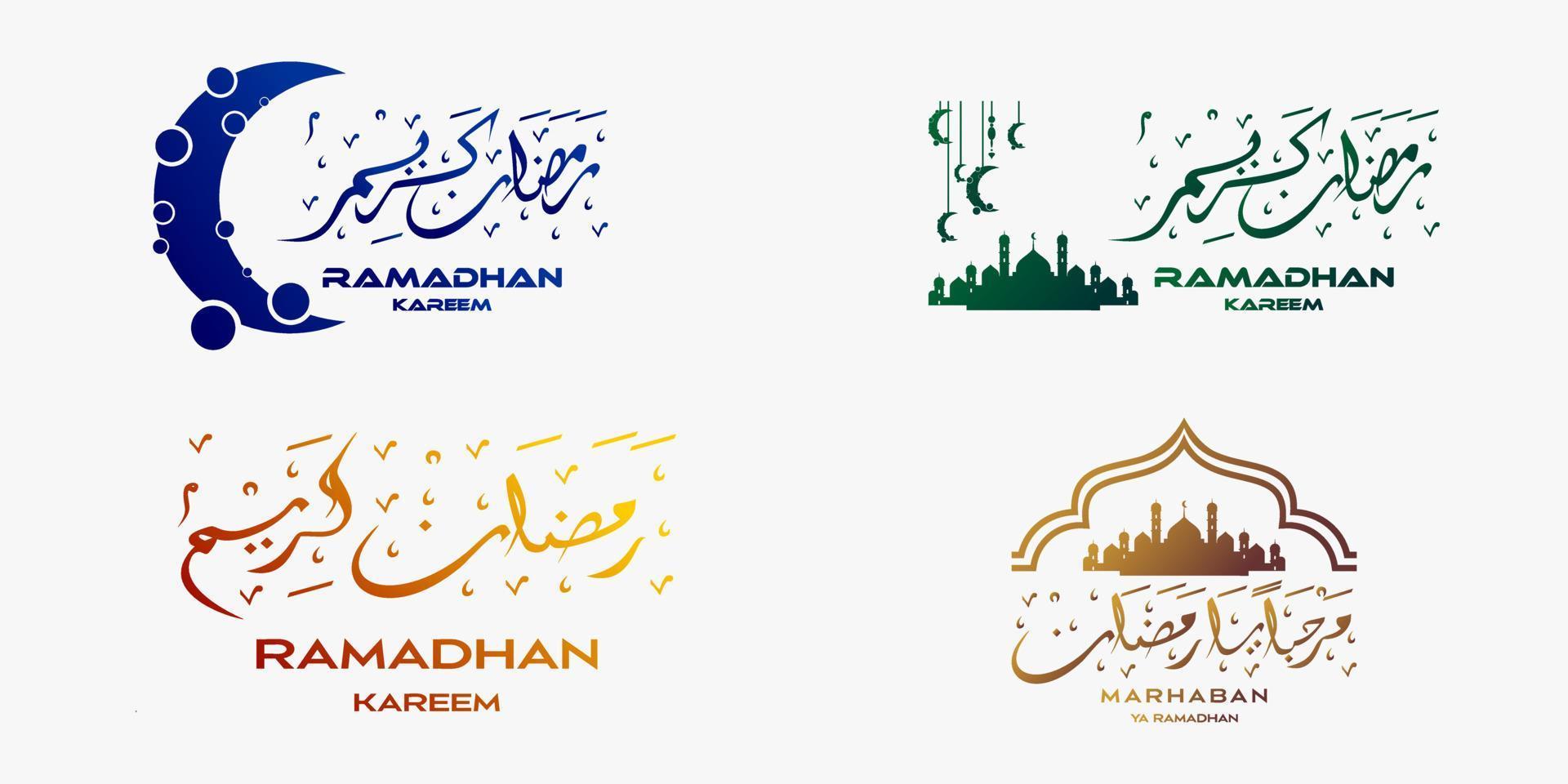 verzameling van Ramadan kareem logo ontwerpen met premie vector creatief concepten