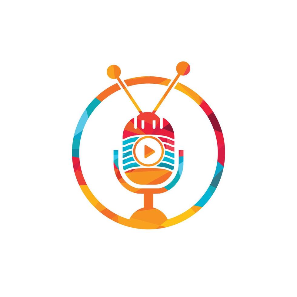 TV podcast vector logo ontwerp. podcast mic en TV icoon ontwerp.