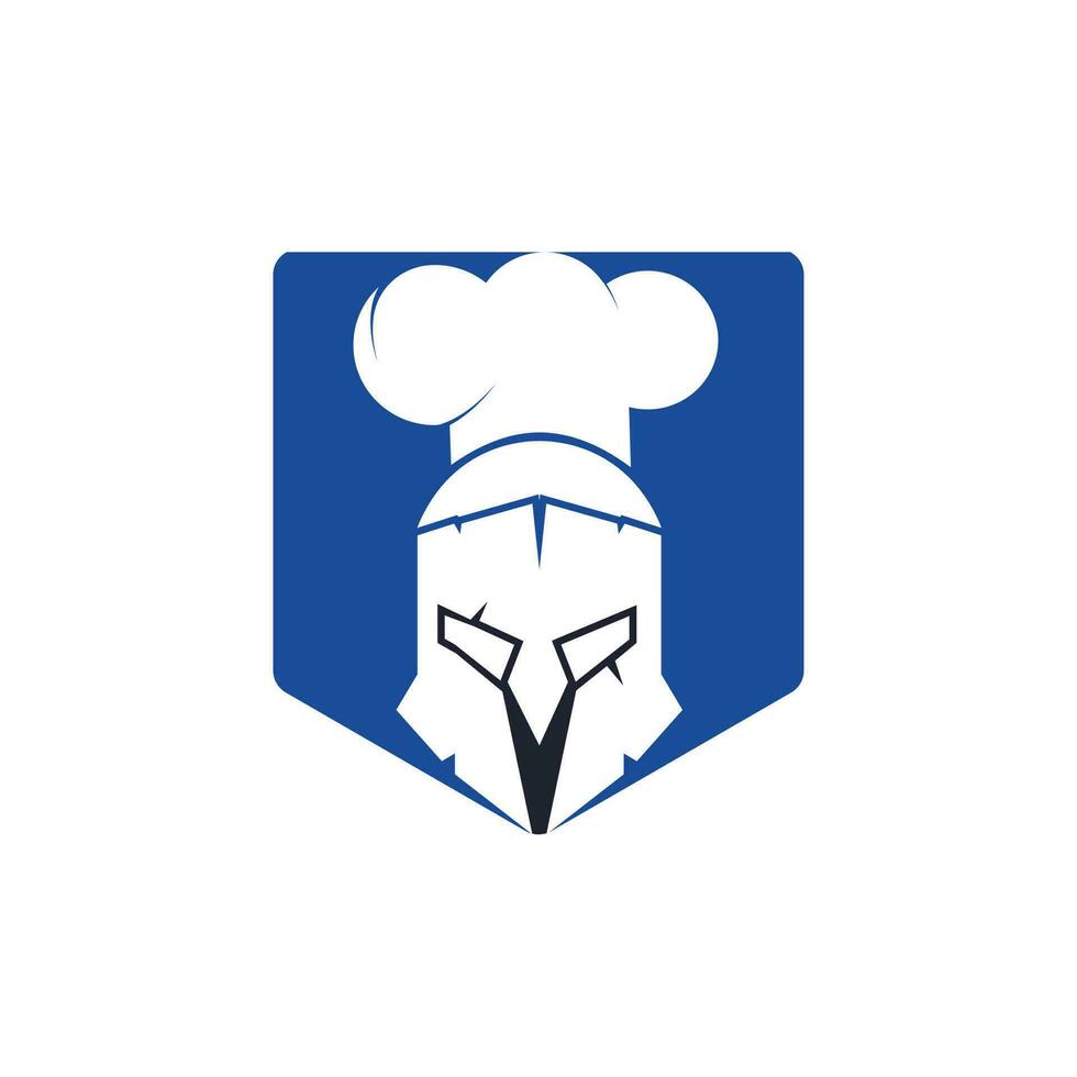 spartaans chef vector logo ontwerp sjabloon. minimaal logo van chef krijger met chef hoed vector illustratie.