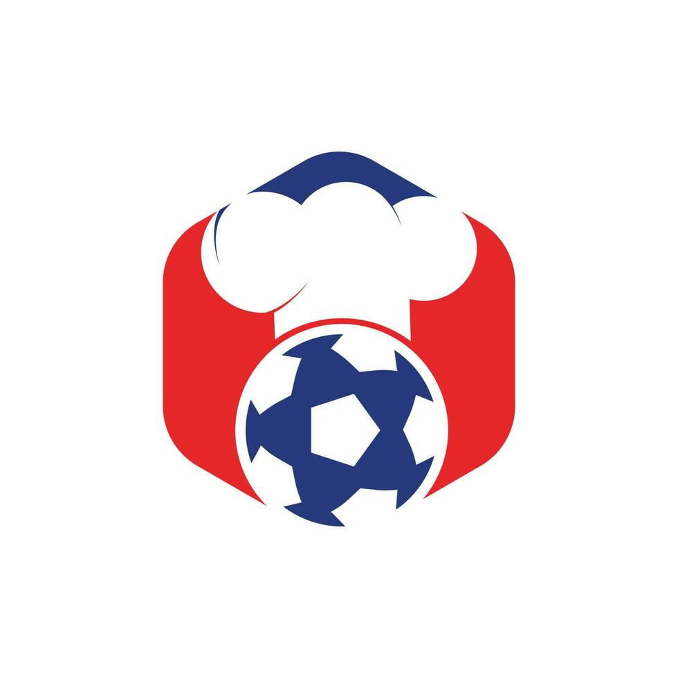 voetbal chef vector logo ontwerp. voetbal bal en chef hoed icoon ontwerp.