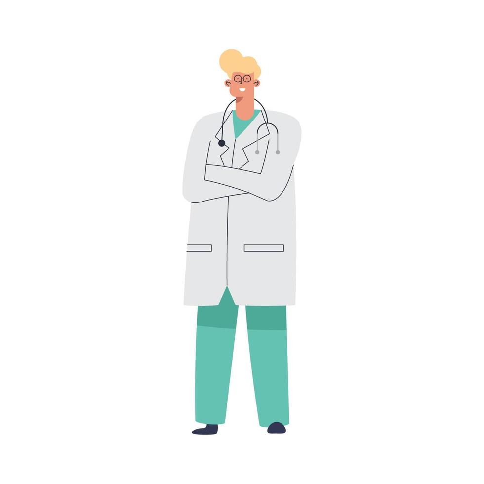 blond dokter staand vector