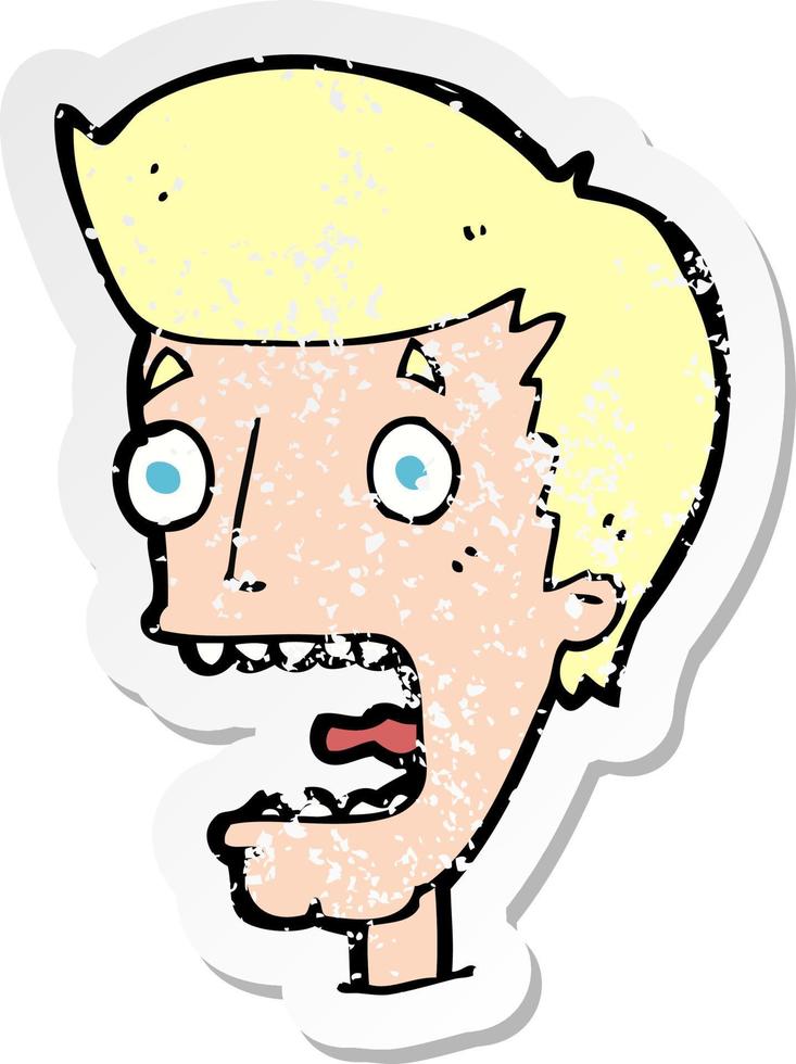 retro noodlijdende sticker van een cartoon doodsbange man vector