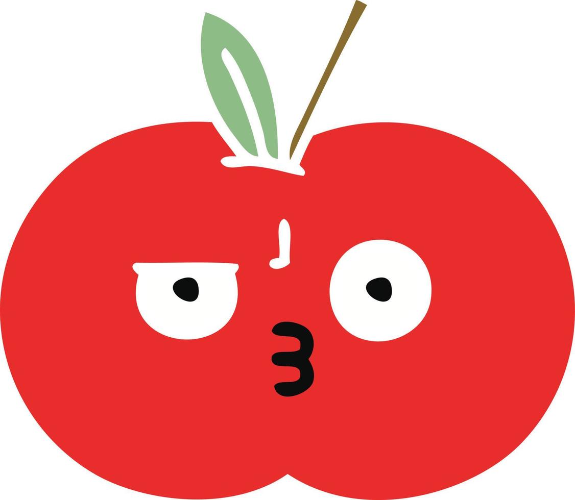 platte kleur retro cartoon rode appel vector