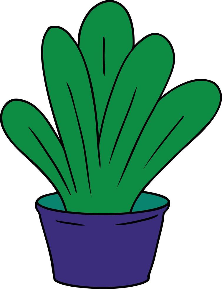 cartoon doodle van een groene kamerplant vector
