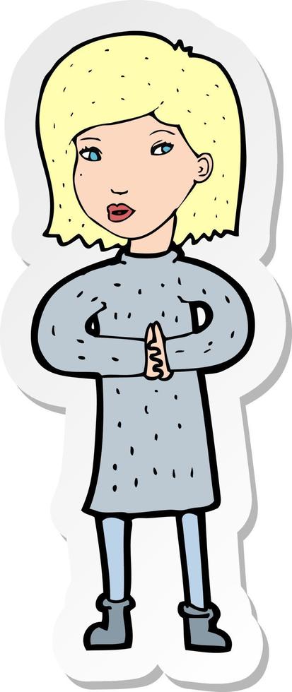 sticker van een cartoon kalme vrouw vector