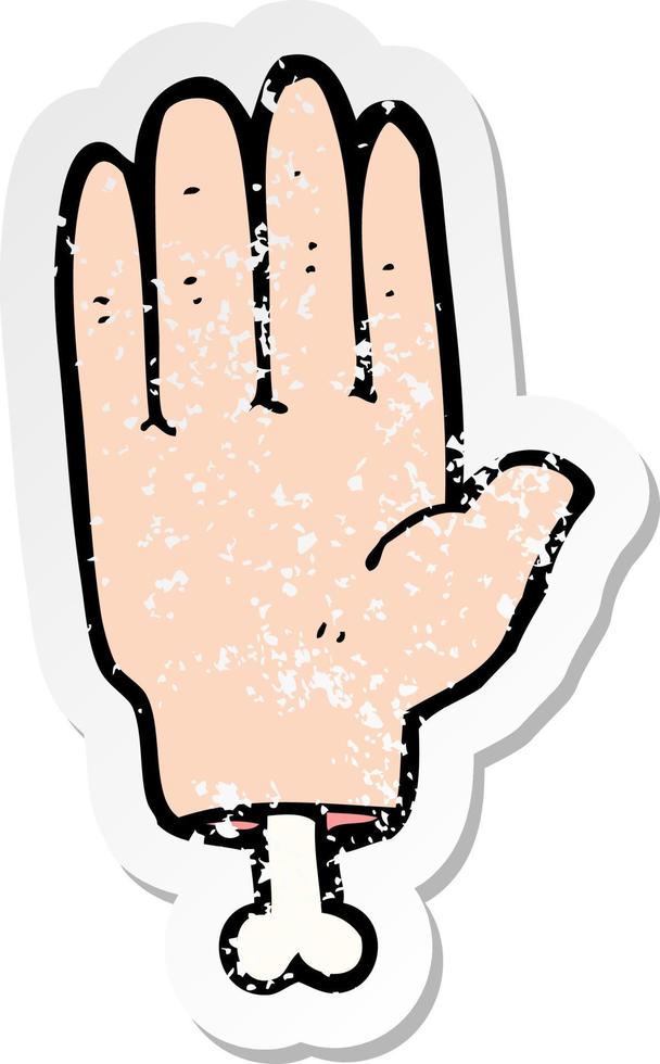 retro noodlijdende sticker van een cartoonhand vector