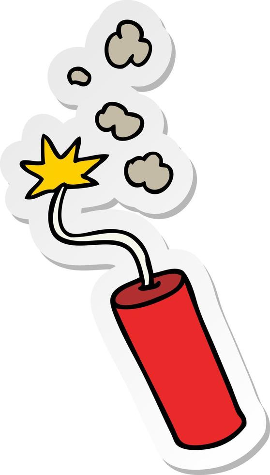 sticker cartoon doodle van een brandende dynamietstok vector