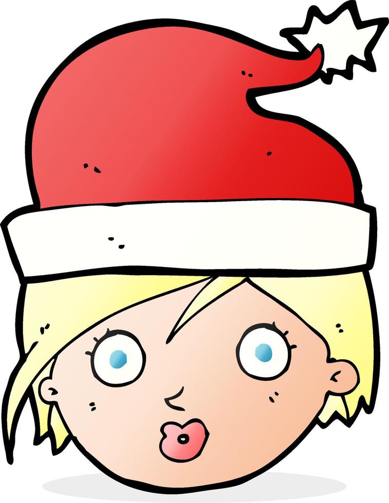 tekenfilm vrouw in Kerstmis hoed vector