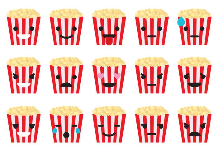 Popcorn box emoticons vector