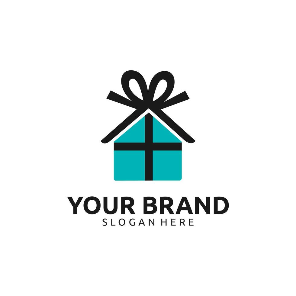 creatief geschenk huis logo ontwerp vector