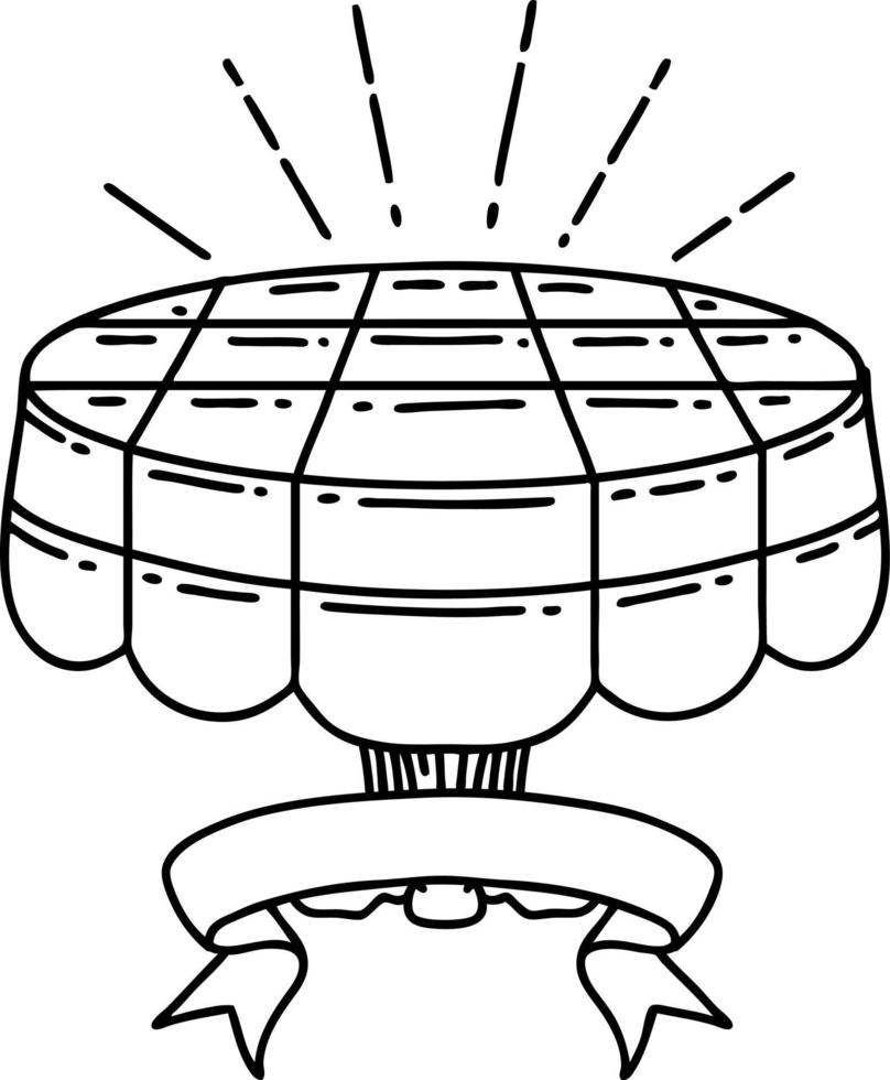 rol banier met zwart lijn werk tatoeëren stijl cafe tafel vector
