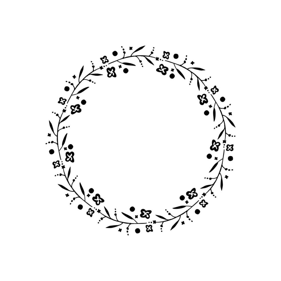 twijgen ronde kader. bloemen cirkel ornament. bladeren en takken, plaats voor tekst. ontwerp element voor ansichtkaart of spandoek. takken kader vector illustratie