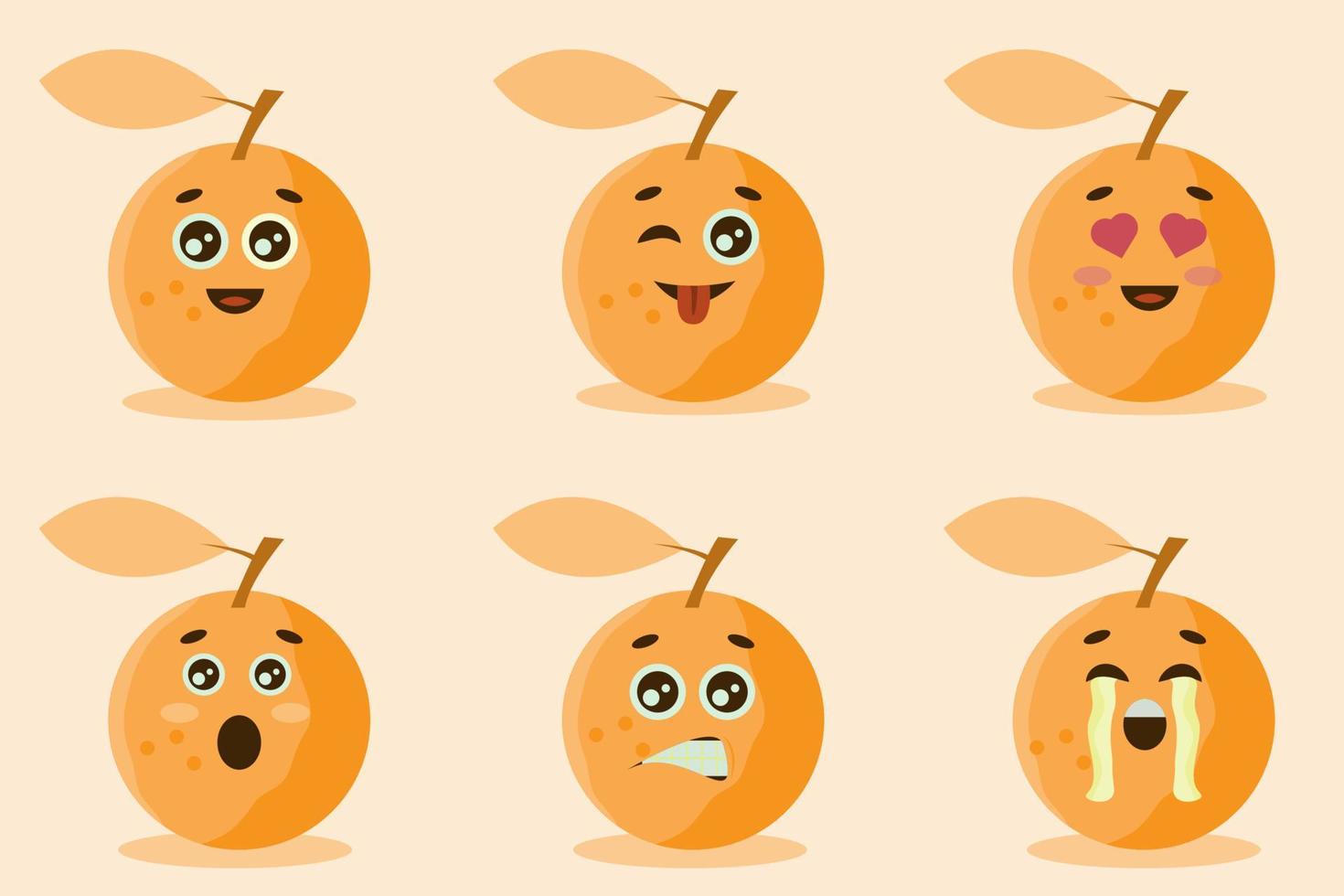 schattig oranje tekens met divers emoties vector