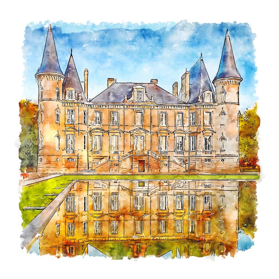 Bordeaux Frankrijk waterverf schetsen hand- getrokken illustratie vector