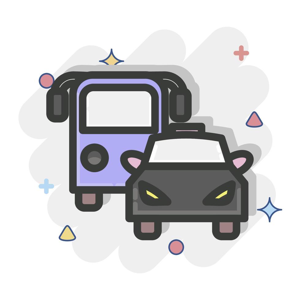 icoon bus en auto. geschikt voor automotive symbool. grappig stijl. gemakkelijk ontwerp bewerkbaar. ontwerp sjabloon vector. gemakkelijk illustratie vector