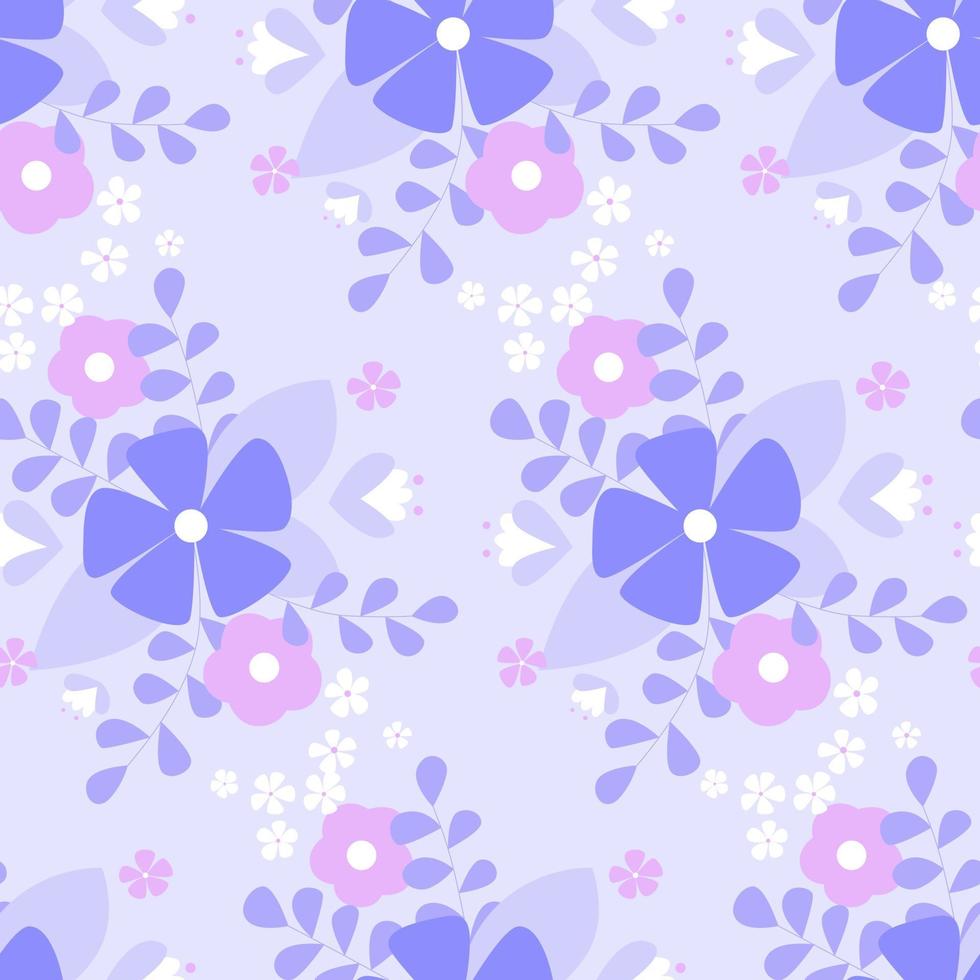 naadloos bloem patroon. vlak botanisch ornament in de Purper kleur palet. gemakkelijk vector herhalen textuur.