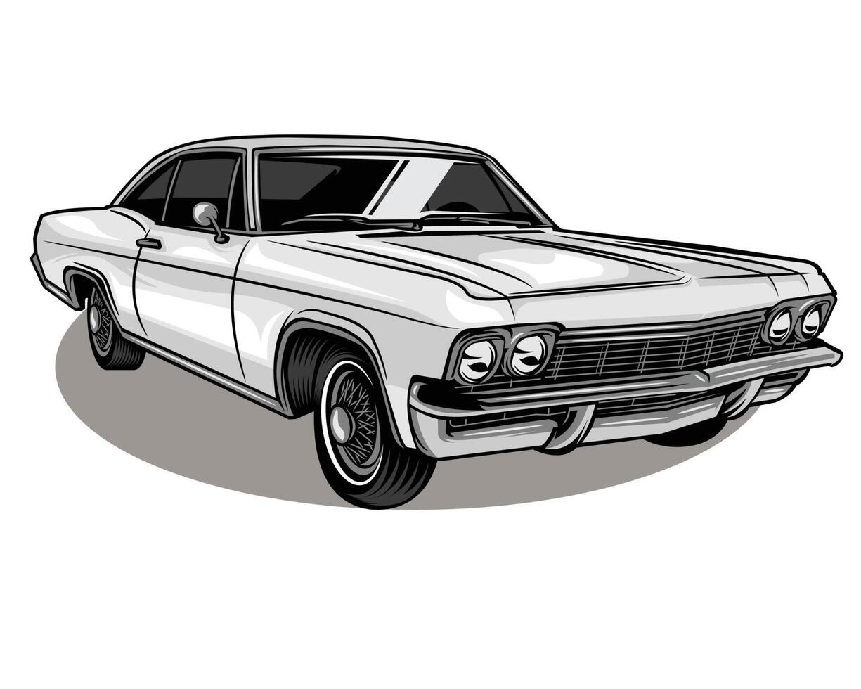 klassiek auto speelgoed- in grijswaarden kleur illustratie 3 vector