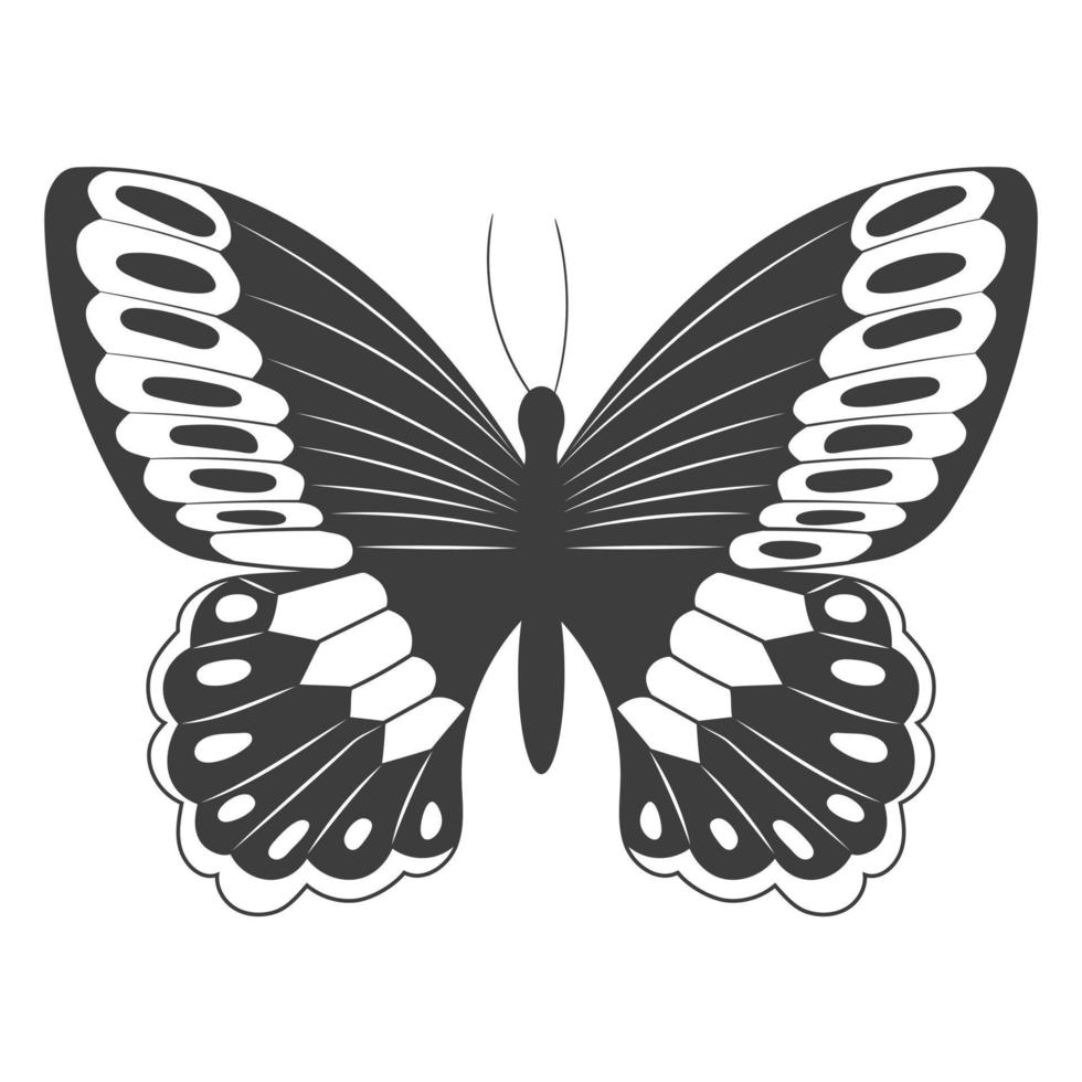 een abstract zwart silhouet van een schattig vlinder geïsoleerd Aan wit achtergrond vector