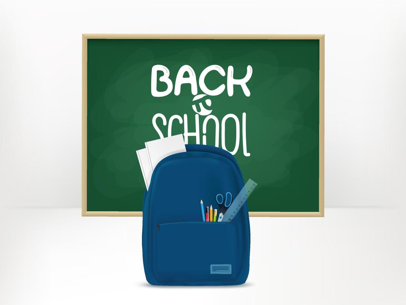 terug naar school- concept met school- rugzak en schoolbord vector
