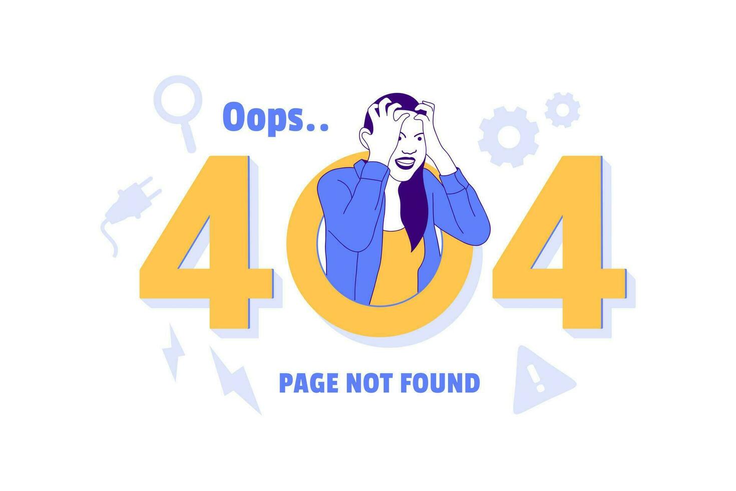 illustraties boos vrouw voor oops 404 fout ontwerp concept landen bladzijde vector