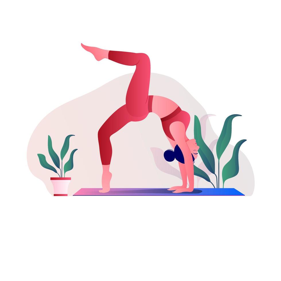 illustratie van vrouw aan het doen yoga voor yoga dag viering. vector