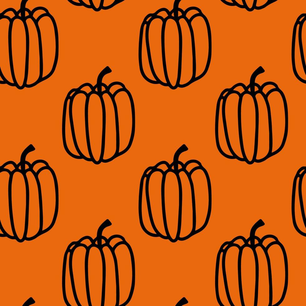 vector halloween naadloos patroon pompoenen clip art Aan de oranje. grappig, schattig illustratie voor seizoensgebonden ontwerp, textiel, decoratie kinderen speelkamer of groet kaart. hand- getrokken prints en tekening.