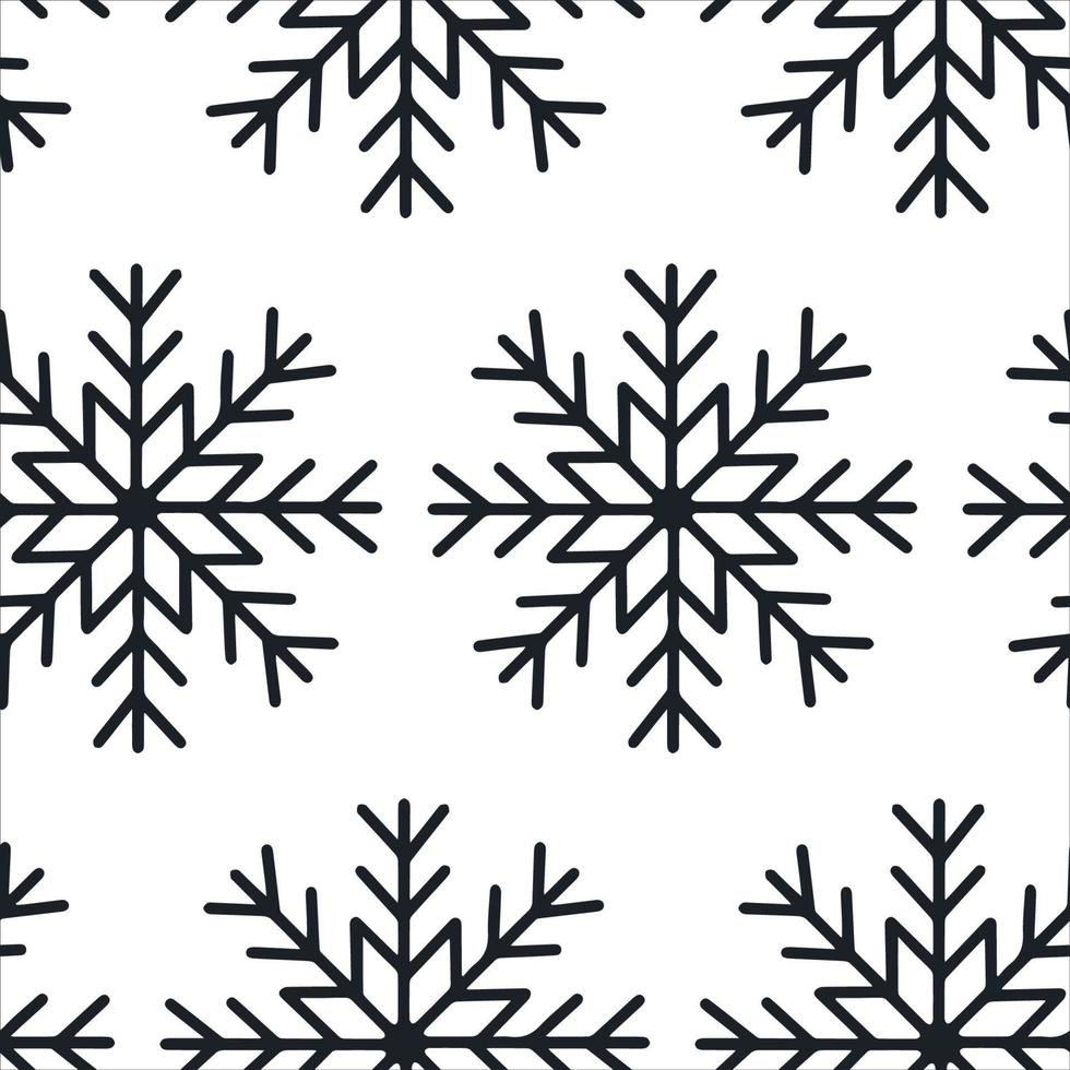 leuke kerst naadloze patroon met sneeuwvlokken geïsoleerd op een witte achtergrond. gelukkig nieuwjaar behang en wrapper voor seizoensgebonden ontwerp, textiel, decoratie, wenskaart. handgetekende prints en doodle vector