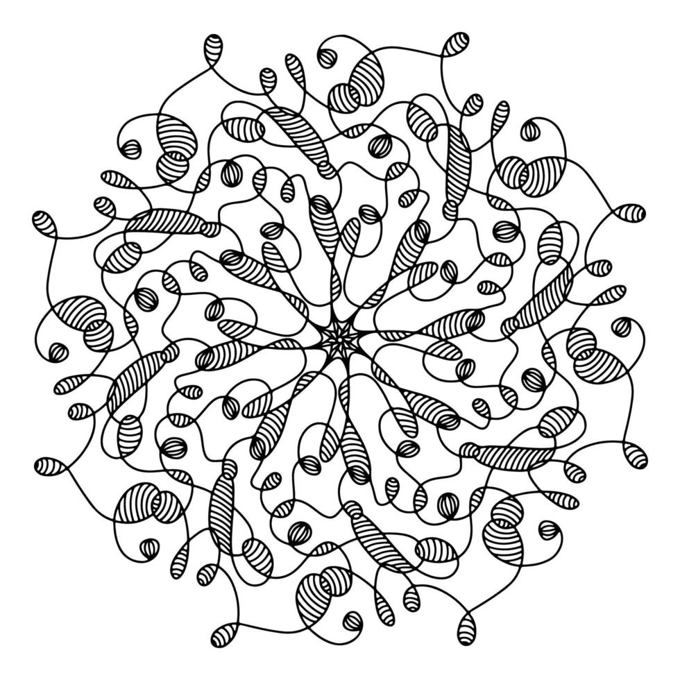 hand getekende spinnenweb mandala geïsoleerd op een witte achtergrond. schattige doodle inktvis, octopus, tentakels, alien, bijenkorf, dromenvanger. kleurplaat voor volwassenen en kinderen. Krabbel inkt lijntekeningen. antistress boek vector