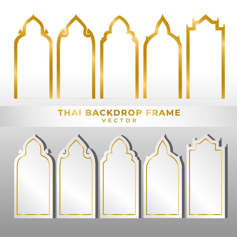 Thais goud backdrop kader vector vijf stijlen Aan wit achtergrond. traditioneel stijl in Thailand. moet gebruik in tempels of Boeddha kamers. lijn Thais stijl. luxe stijl.