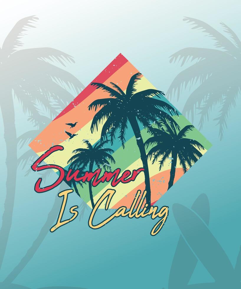 zomer is roeping palm strand t-shirt ontwerp vector