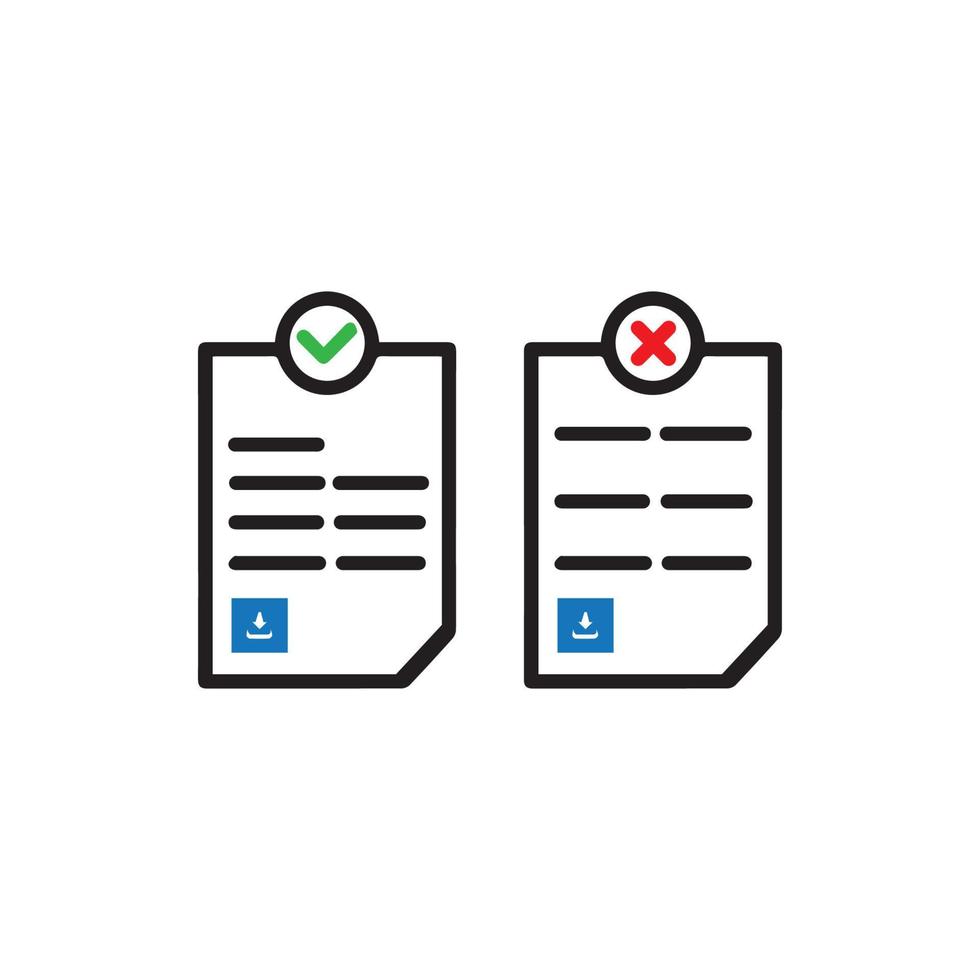 document icoon met controleren en kruis symbool vector illustratie