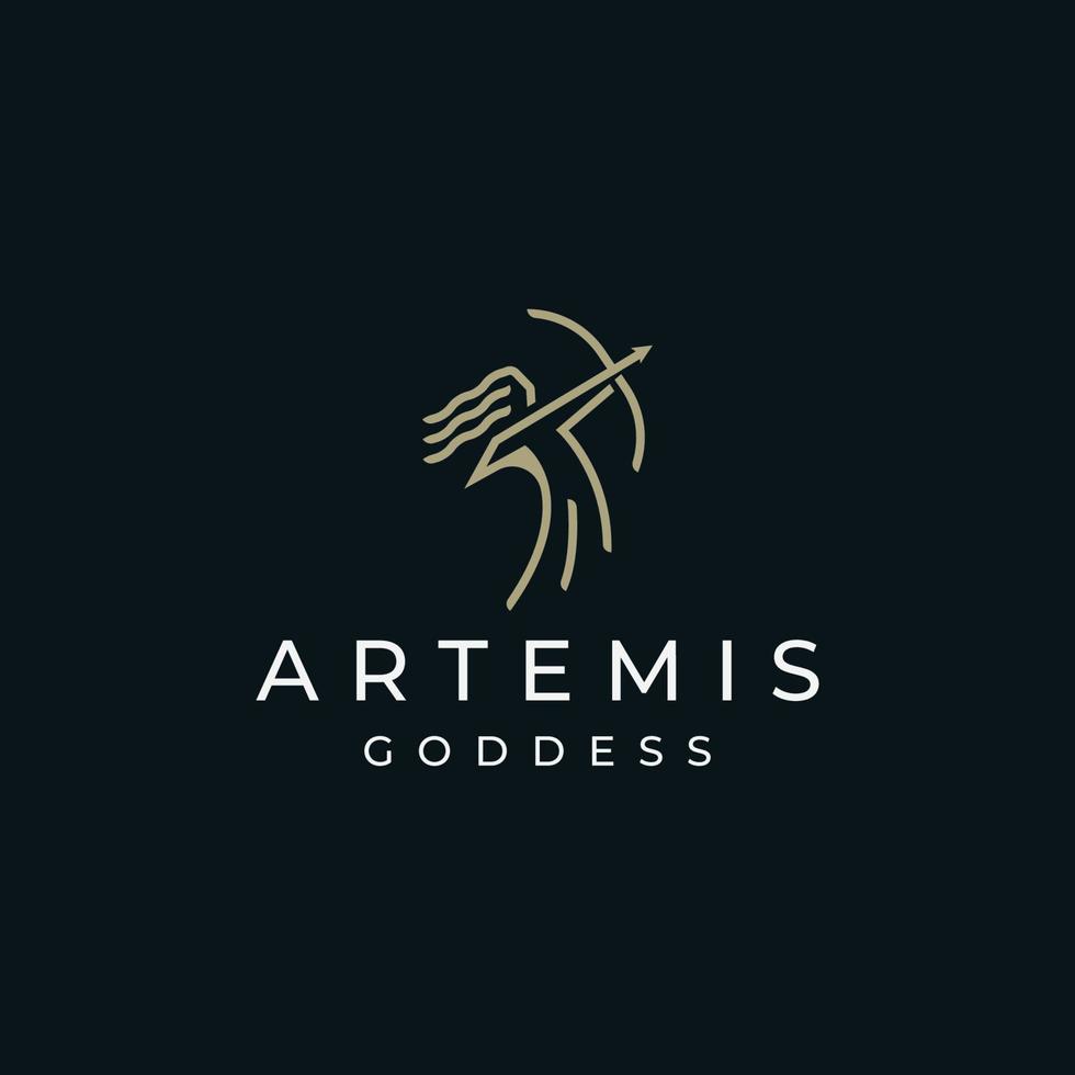 Artemis godin van de jacht logo icoon ontwerp sjabloon vlak vector illustratie