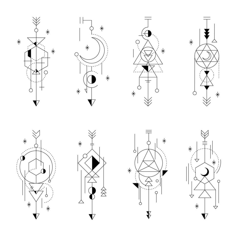 minimalistische meetkundig lijn tatoeëren verzameling vector