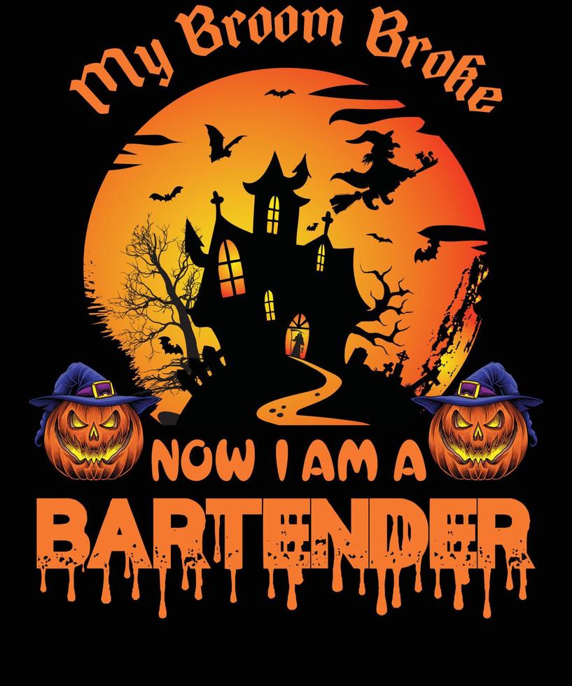 barman t-shirt ontwerp voor halloween vector