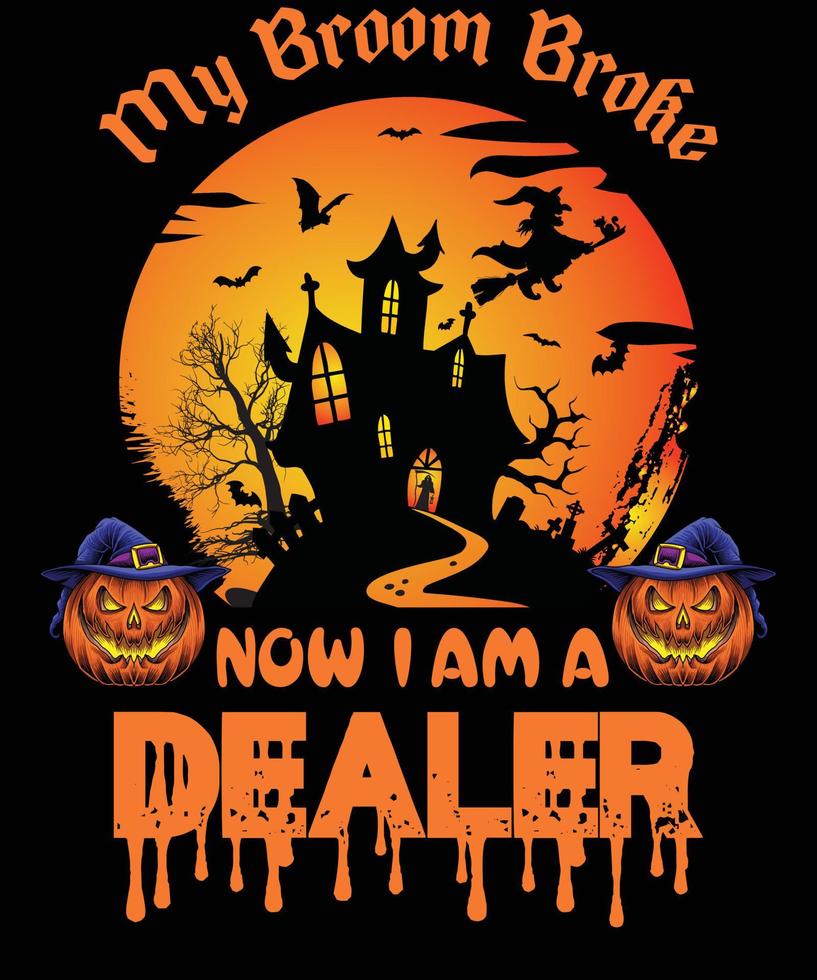 handelaar t-shirt ontwerp voor halloween vector